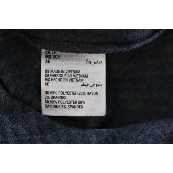 Alfani Women Sz XS Charcoal Gray 2-pc Thermal Waffle-Knit Henley Pajama Set - Picture 4 of 16